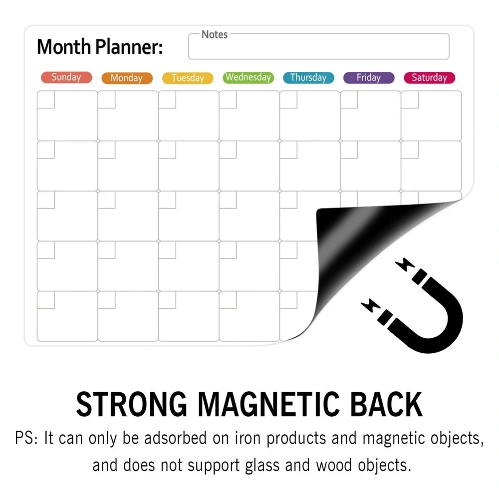Dry Erase Calendar Magnetic Monthly Weekly Daily Whiteboard Organizer For Fridge